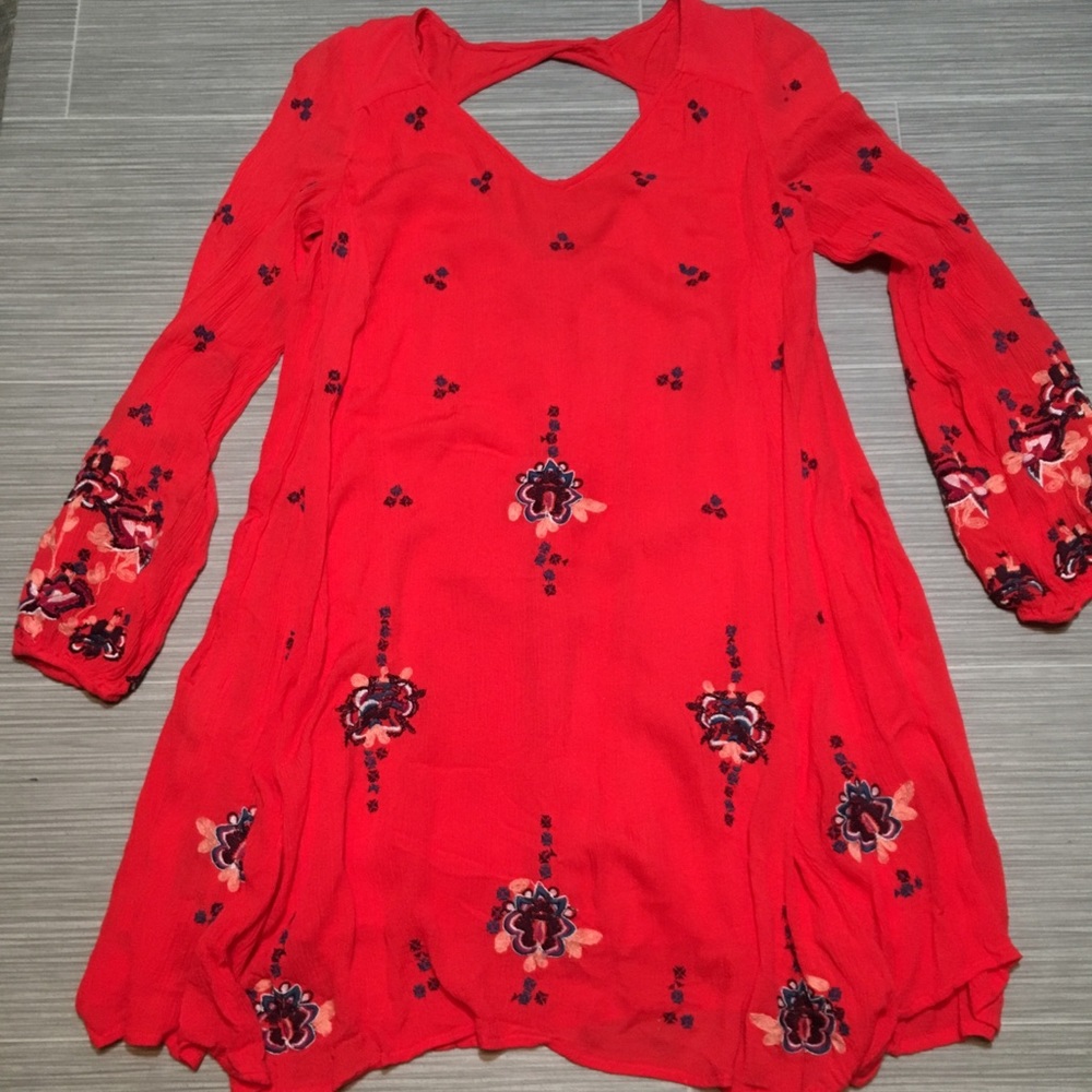 Free people orange Oxford embroidered dress - Picture 3 of 6